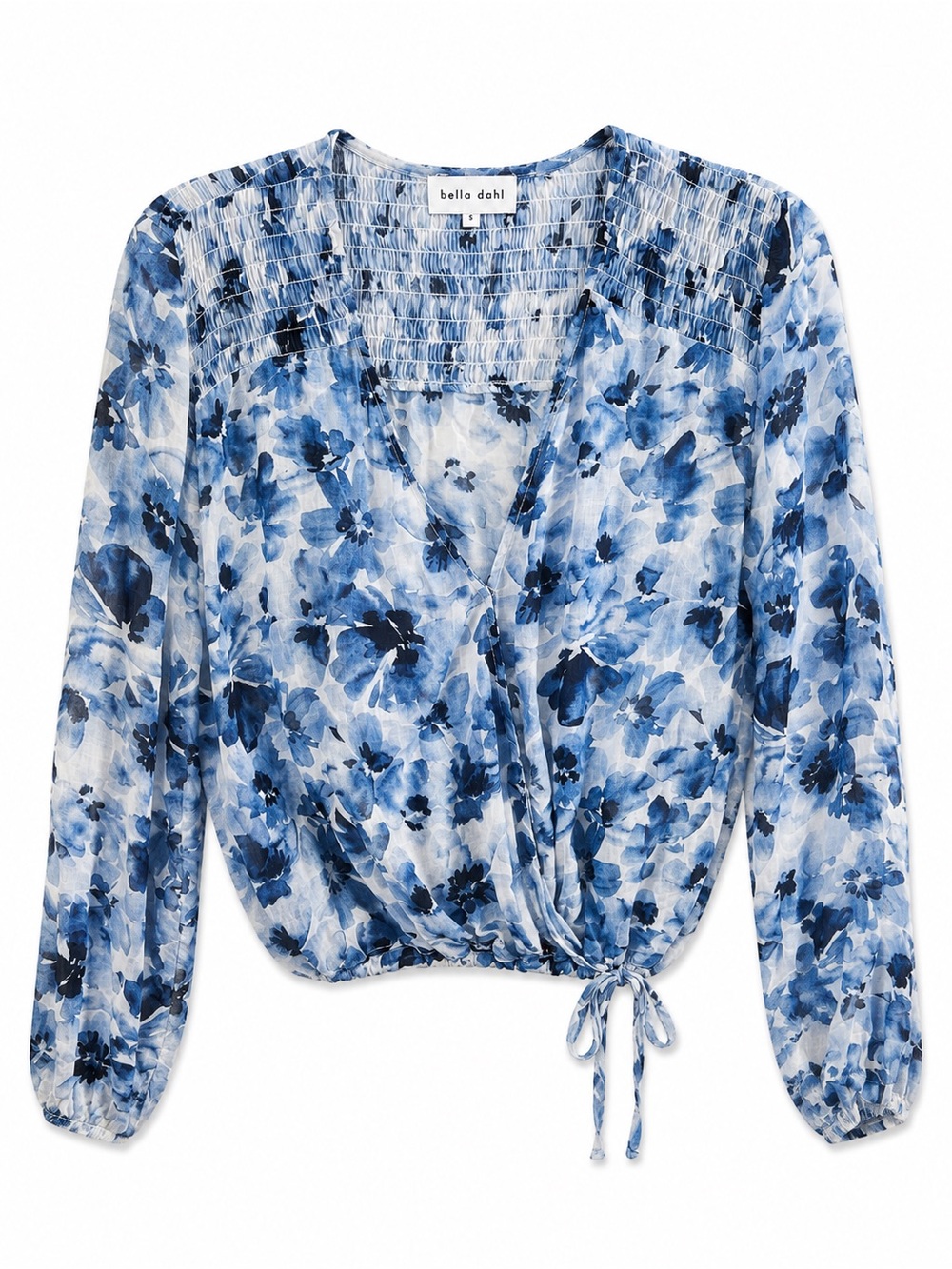 Bella Dahl Blue Floral Tie-Front Blouse